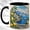 Black, variant on Coastal Lemon Village Coffee Mug, Seaside Landscape Mug, Ceramic 11 oz