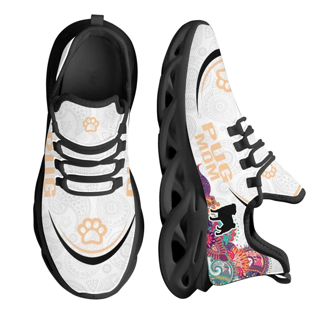 Zapatos de mujer con diseño de cachemira y diseño de Pug Mom, zapatillas transpirables, cómodas y casuales de malla, zapatillas de moda para mujer