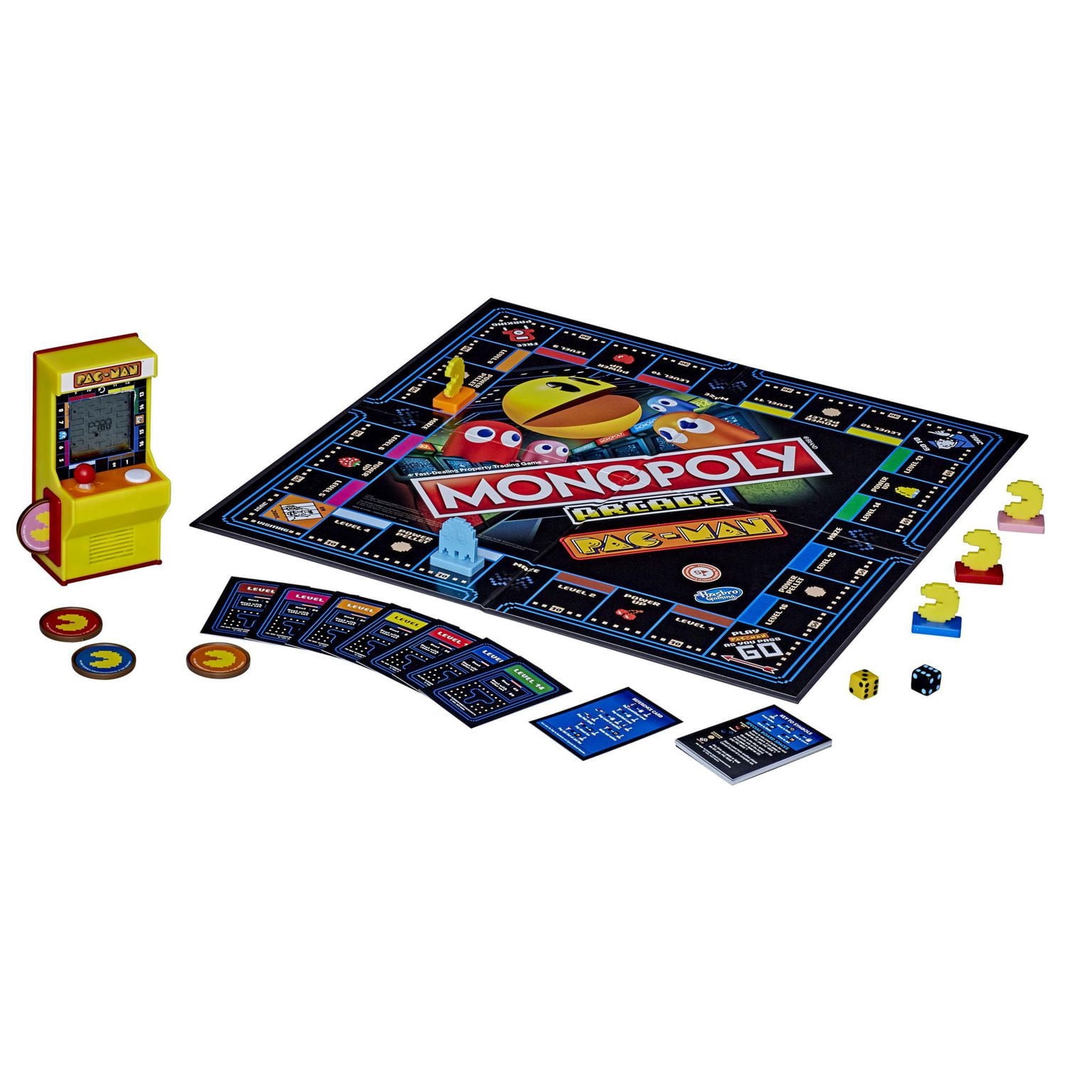 Monopoly Arcade Pac-Man, jeu de plateau Monopoly pour enfants, à partir de 8 ans, inclut unité bancaire et jeu d'arcade