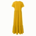 thumbnail image 5 of Women's Short Sleeve Crewneck Swing Dress Flowy Tiered Maxi Beach Dress With Pockets Elegant Leisure Dresses, 5 of 6