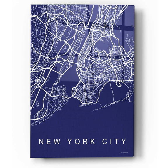 Epic Art 'NYC Street Blue Map' by Seven Trees Design, Acrylic Glass Wall Art, 12"x16"