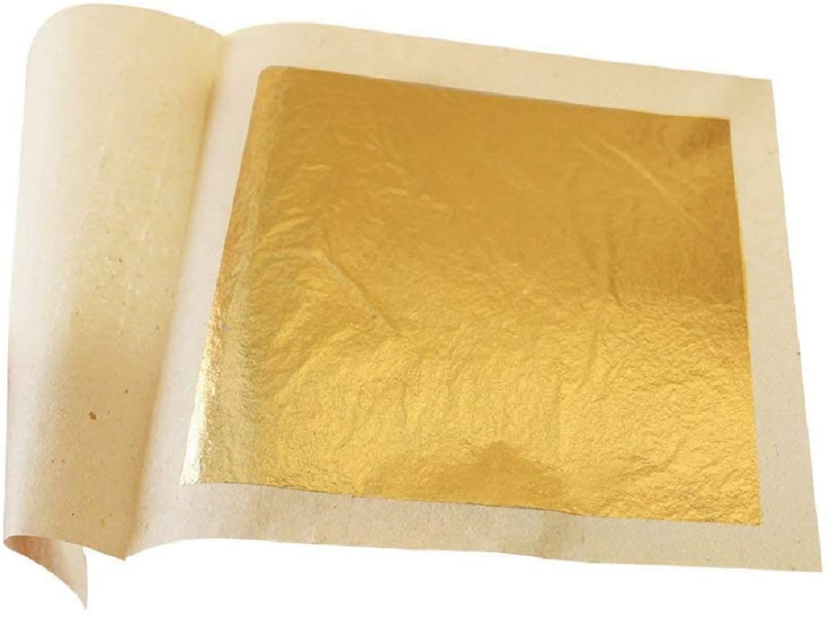 Popfeel Edible Gold Leaf Sheets 10pc LSize 24 Karat 3.1" X 3.1