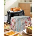 thumbnail image 5 of Fsddascl Pink Floral Small Toaster Cover 2 Slice, Kitchen Appliance Covers, Pastoral Flower Garden Vintage Wooden Grain Toaster Oven Cover with Loop, Bread Machine Cover Polyester Dust Cover, 5 of 5