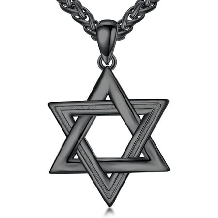 AOBOCO Star of David Necklace for Men 925 Sterling Silver Estrella De David Classic Jewish Israeli Pendant Necklace Jewelry Gifts for Men Women