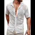 thumbnail image 3 of Camisas de Punto con Botones para Hombre, Camisas Vintage de Corta, Camisas Casuales de Playa para Verano. XL, 3 of 9