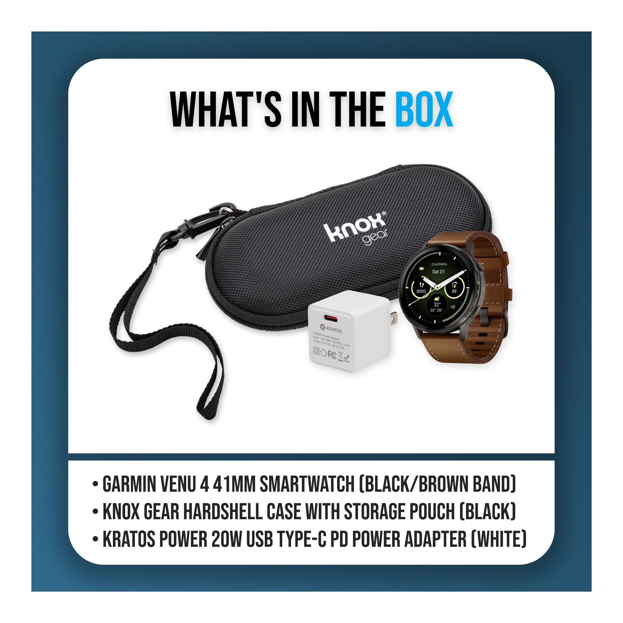 Garmin Venu 4 45mm with AMOLED Display Advanced Health Monitoring Built-in Flashlight Watch (Slate with Brown Silicone Band) Bundle