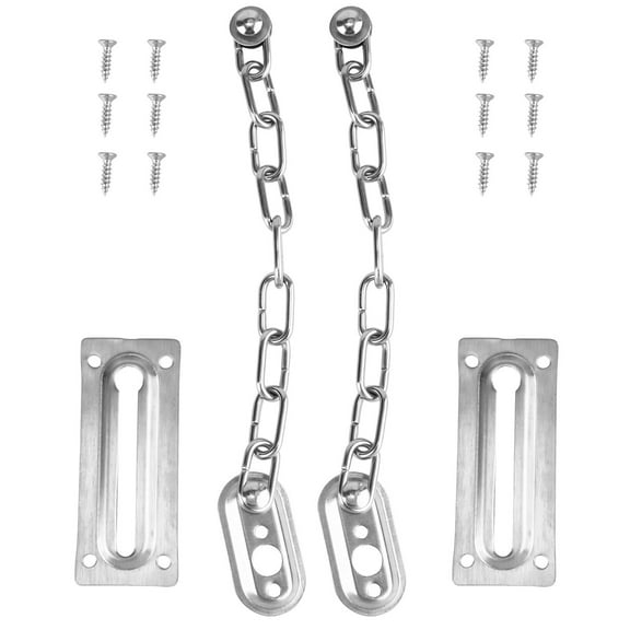 ICOL Door Chain Lock 850 x 350 x 20mm Stainless Steel Silver Security Door Chain 2 Pieces