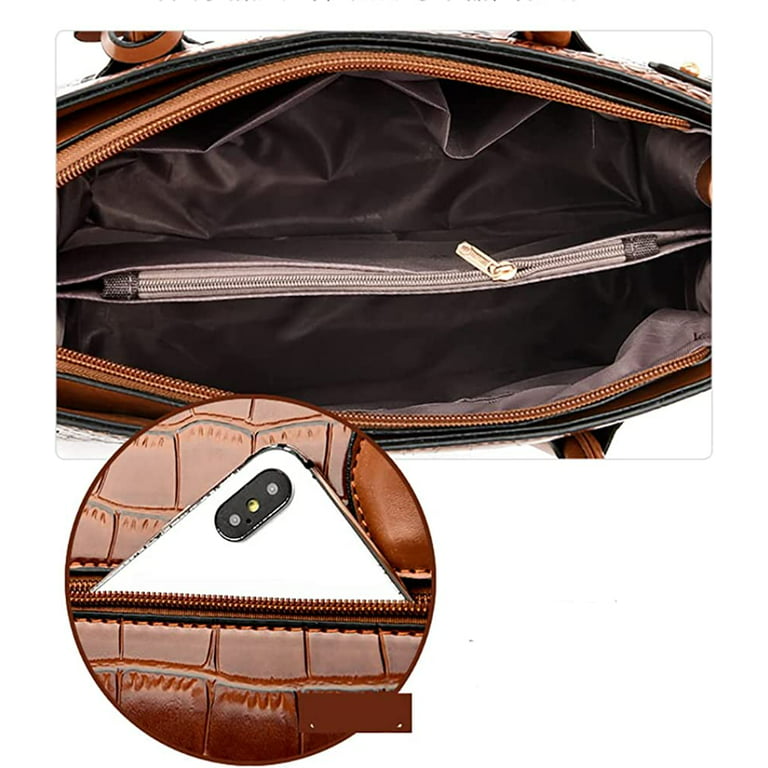Pikadingnis Shoulder Bag for Women PU Bright Crescent Bag Small Crocodile Bag with Adjustable Strap, Adult Unisex, Size: One size, Black