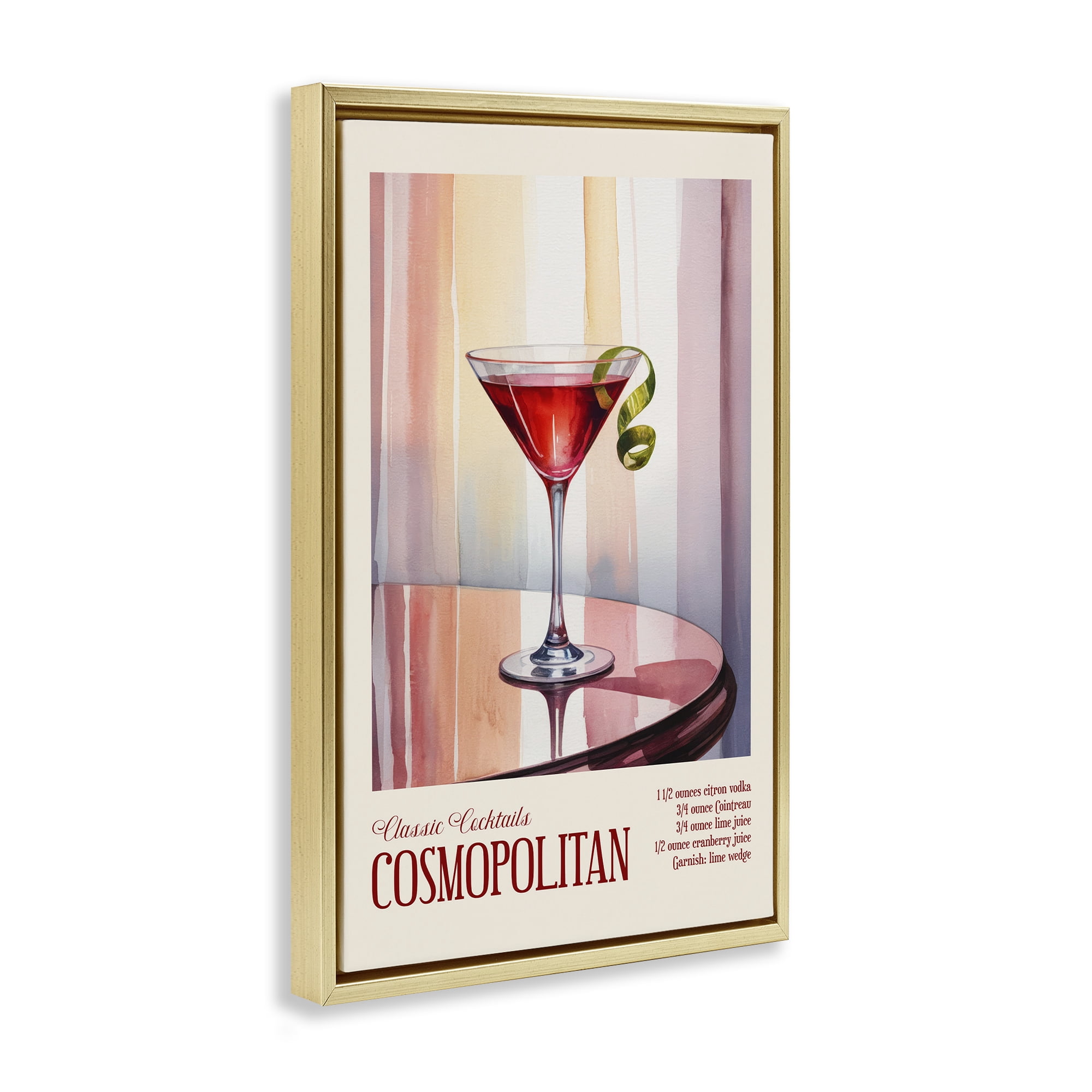 Stupell Industries Cosmopolitan on Reflective Table Gold Framed Floater Canvas Wall Art, design by Andreas Magnusson