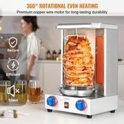 KFFKFF Vertical Chicken Grill Gas Shawarma Grill Machine Countertop BBQ Rotisserie Stainless Steel Body wih 2 Burners for Restaurant Dinner Home Kitchen