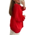 thumbnail image 2 of Fangasis Womens Tops Shirt Collar Blouse Long Sleeve Shirts Women Loose T Casual Holiday Tunic Red M, 2 of 3