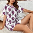 thumbnail image 4 of Fuzoiu Cute Number 8 Print Women's Short-Sleeved Pajama Set,Lounge Sleepwear Set,Womens Pajama Sets 2 Piece,Button-Up Top and Shorts with Pockets-Medium, 4 of 7