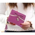 thumbnail image 2 of UTO Girls Wallet Leather Vegan Card Holder Bifold Slim Cute Cat Pendant Women Zipper Coin Purse(Rose Red), 2 of 6