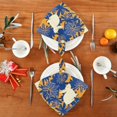 thumbnail image 2 of Iauyy Satin Napkins Set of 4- Blue Orange-bunny Print DIY Printing Decoration Cloth Napkin- Easy Care for Home/Party, 2 of 8