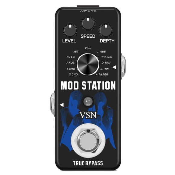 VSN Modulation Pedal for Electric Guitar Pedal Boards, 11 Effects Chorus Phaser Flanger Tremolo Vibroat Filter,11 Modulation Modes, True By