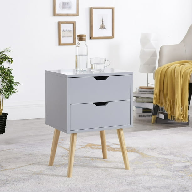Set of 2 Nightstand with Drawers Small End Table Bed Side Tables