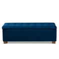 thumbnail image 4 of Baxton Studio Roanoke Modern and Contemporary Navy Blue Velvet Fabric Upholstered Grid-Tufted Storage Ottoman Bench, 4 of 11