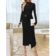 thumbnail image 3 of Vestido ajustado de manga larga de otoño ZESICA 2025 para mujer negro, 3 of 8