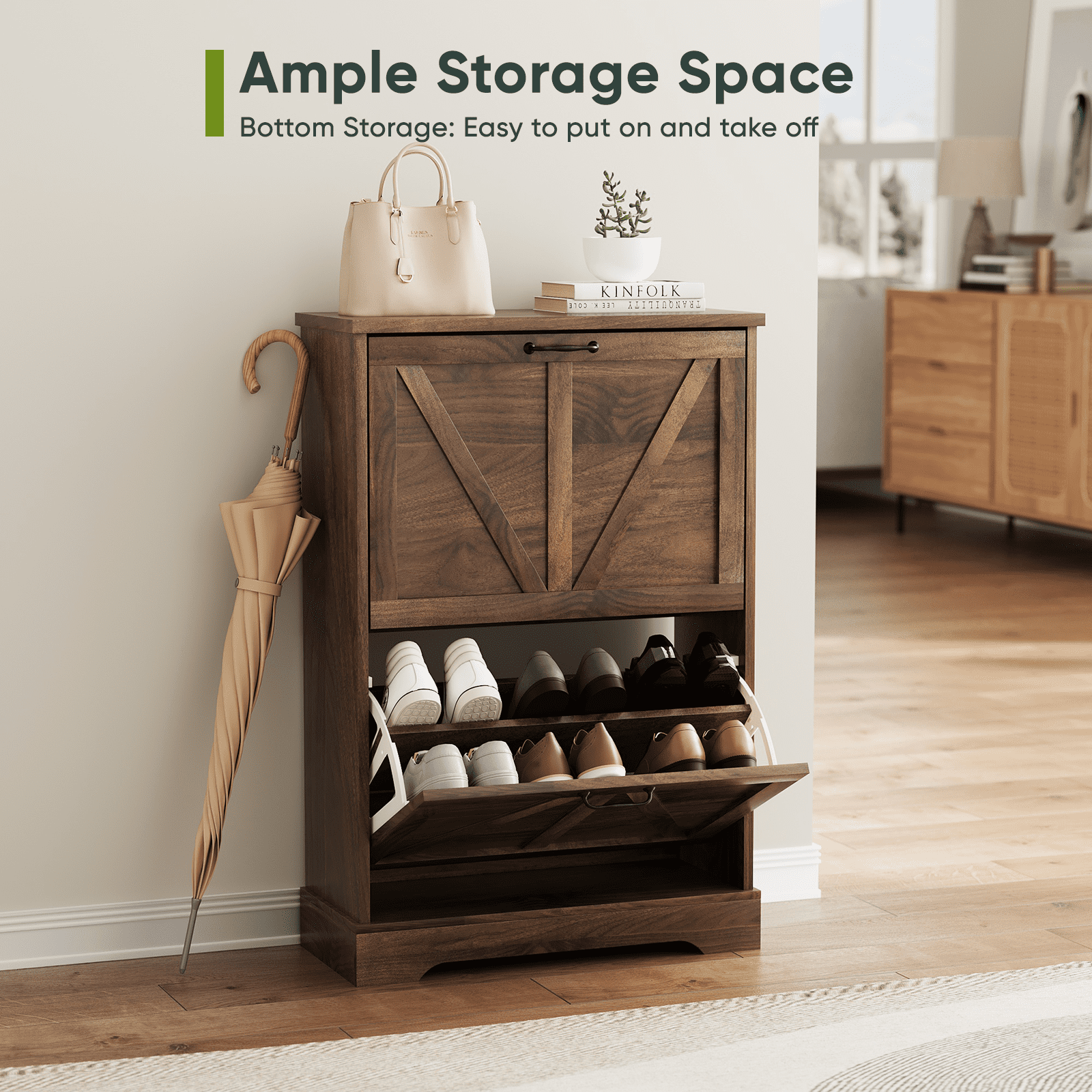 Semiocthome Shoe Cabinet with 2 Flip Drawers 30 Pairs,Narrow Shoe