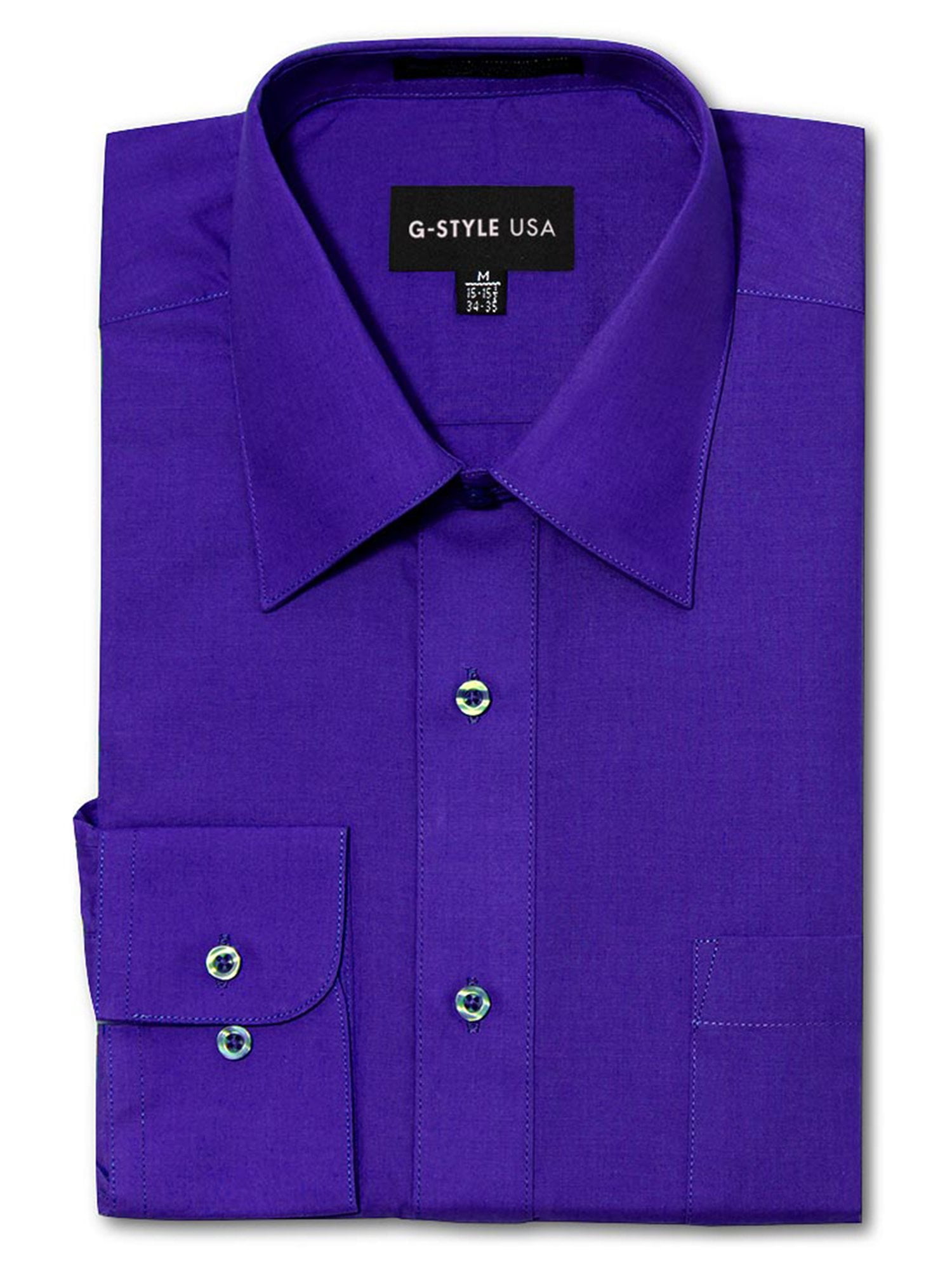 G-Style USA Men's Regular Fit Long Sleeve Solid Color Dress Shirts ...