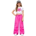thumbnail image 6 of Grblisyd Girls Summer Outfits 2 Piece 8-12Y Set Cute Floral Print Short Sleeve T-Shirt Cargo Pants Summer Fall Outfits, 6 of 6