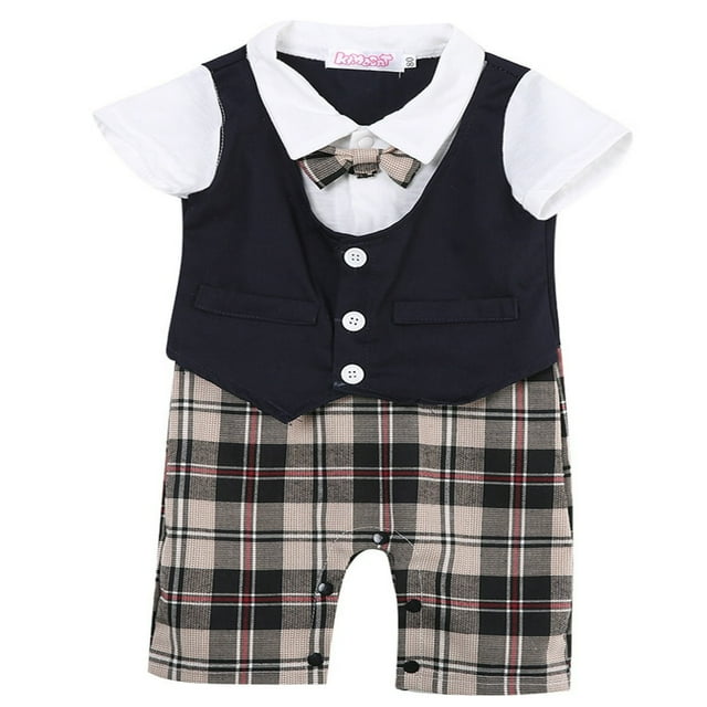 Barboteuse pour Garçons Nouveau-Nés Bébés Enfants Tenue de Gentleman