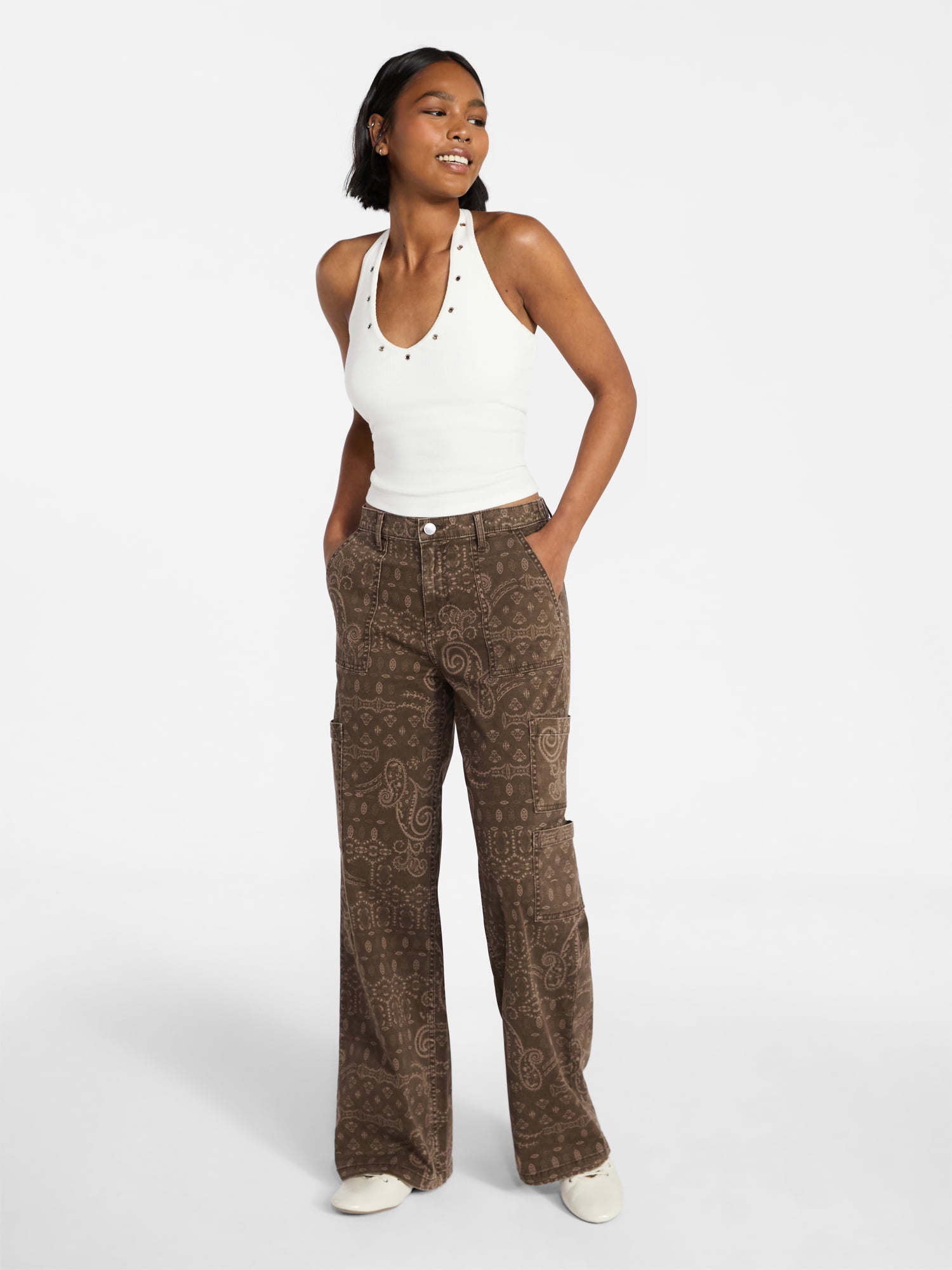 No Boundaries Wide Leg Cargo Pants, 31.5'' Inseam, Women's and Women's Plus XXS-4X