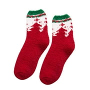 RelanfenkLZ Womens Socks 1Pair Adult Christmas Warm Coral Plush Middle Tube Stockings Sock