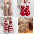 thumbnail image 2 of 3 Pairs Christmas Socks Women Cotton Winter Warm Christmas Socks Cartoon Pattern Reindeer Snowflake Santa Claus Socks For Women, 2 of 4