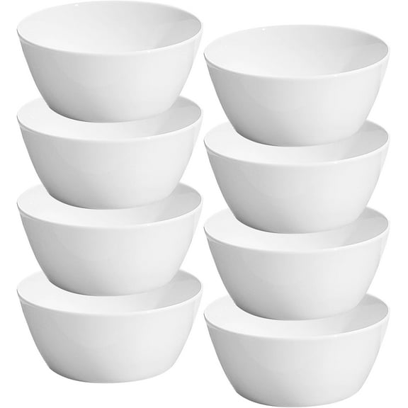 20 OZ Ice Cream Bowls - 5.3" Ceramic Dessert Bowl Set of 8 - Porcelain Small Bowls, Bouillon Cups for Side Dishes, Ice Cream, Oatmeal, Fruit, Portion Control - Dishwasher Microwave Safe