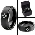thumbnail image 4 of Tungsten Directional Pad Buttons Gaming Controller Band Ring 8mm Men Women Comfort Fit Black Step Bevel Edge Brushed Polished, 4 of 4