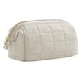 thumbnail image 2 of Bolsa de maquillaje de gran capacidad, organizador de maquillaje de viaje, neceser portátil Beige, 2 of 8