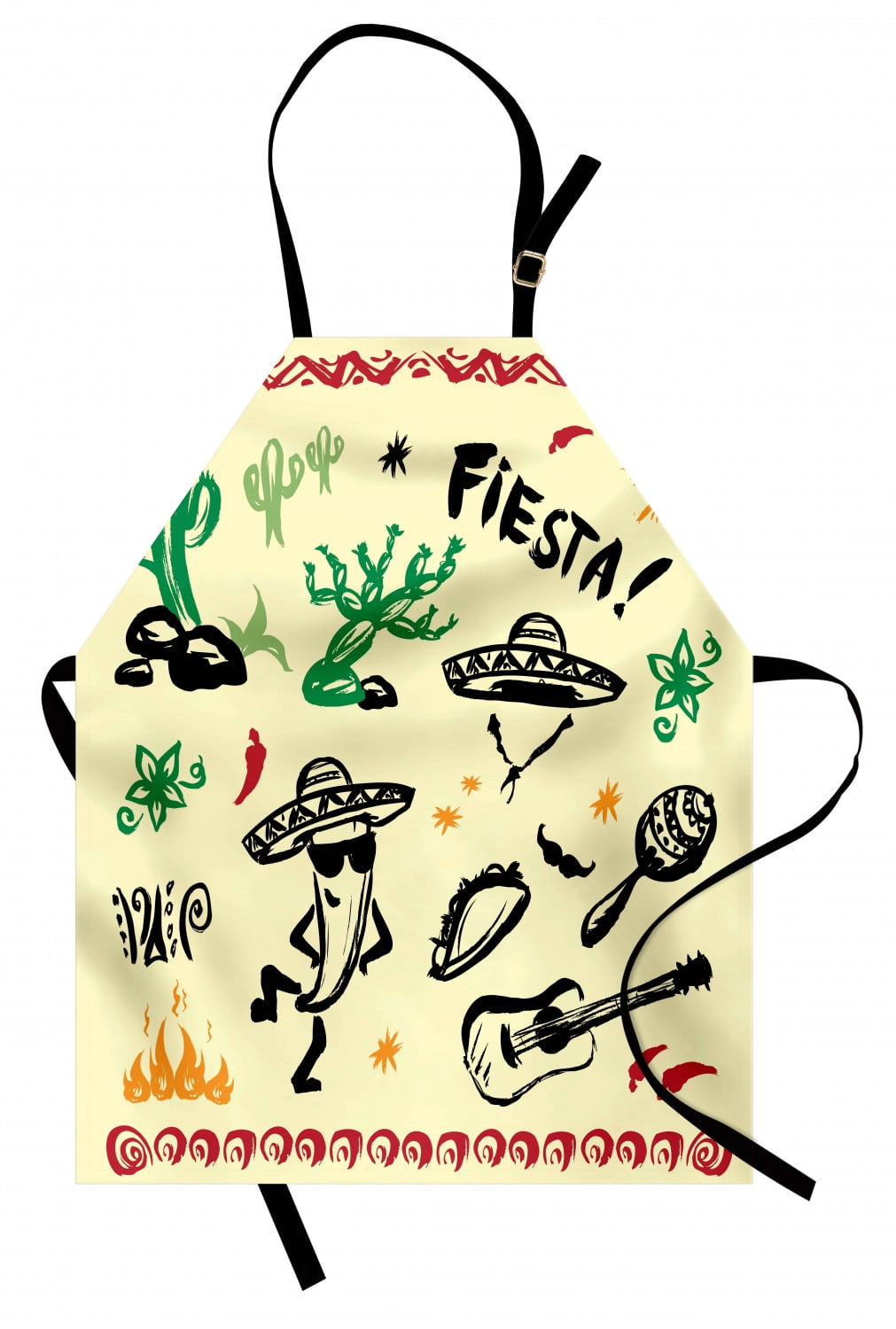 Fiesta Apron Unisex Kitchen Bib with Adjustable Neck Cooking Baking 