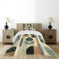 thumbnail image 4 of Ambesonne Monstera Quilted Bedspread Set 2 Pcs, Mid Century Boho Abstract, Twin Size, Pale Reseda Green and Camel, 4 of 5