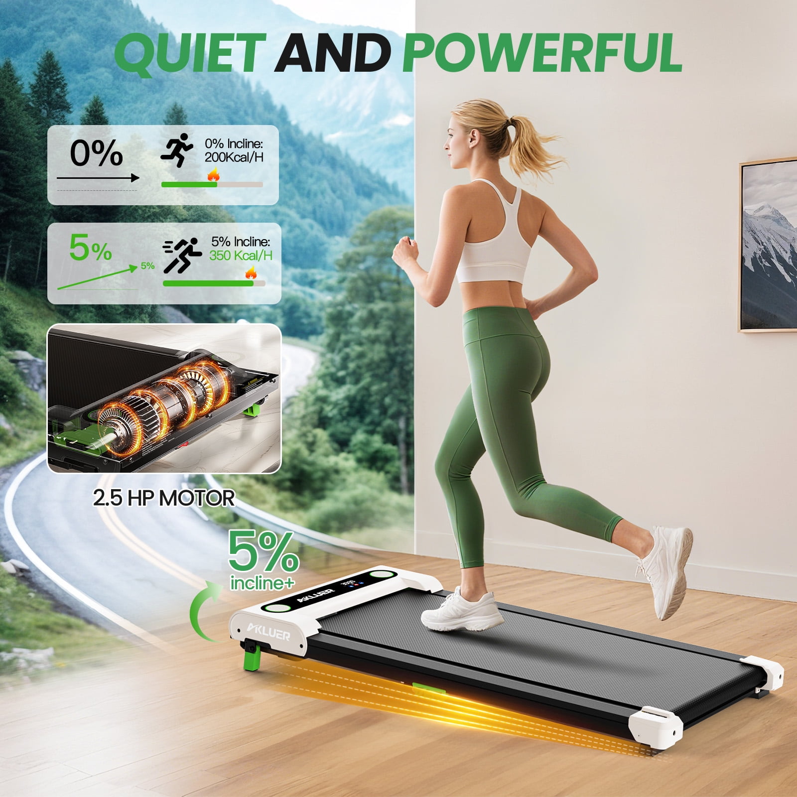 Incline Treadmills for Home, 2.5 HP Walking Pad Under Desk Treadmill with Remote Control