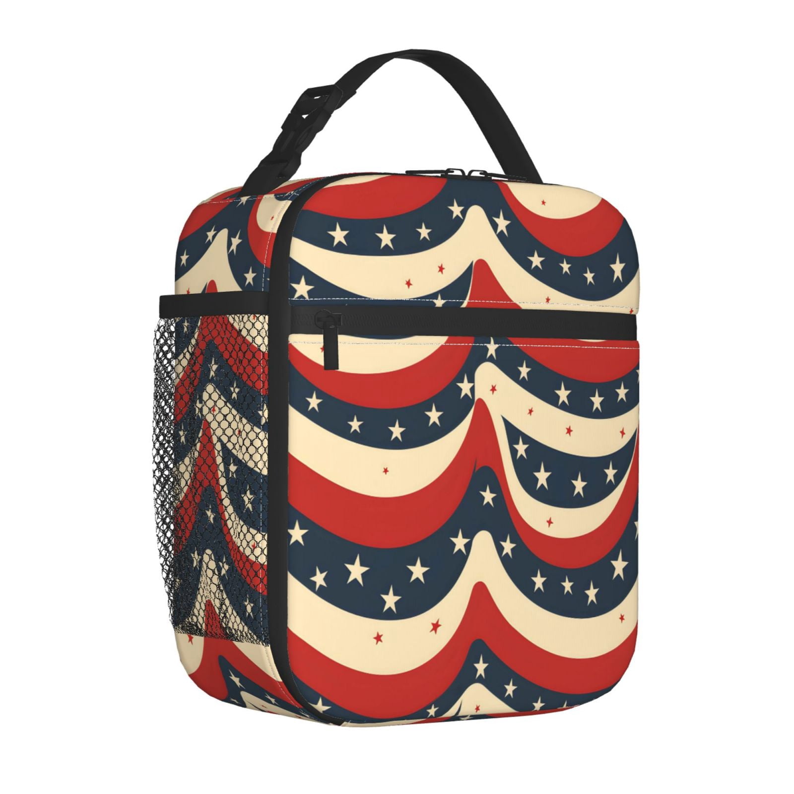 Lunch Bag For Women Men Insulated Portable Lunch Box Bento Box Office Picnic Travel Cooler Bag Independence Day Theme Star (6)