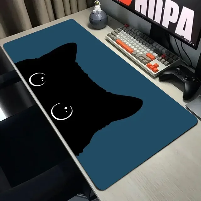 Divertidos alfombrillas de ratón de gato negro, alfombrilla de escritorio de empresa XXL para ordenador, cojín grande Kawaii de 800x400, accesorios de oficina