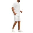 thumbnail image 4 of INSPIRE CHIC Men's 2 Pieces Sets Beach Short Sleeve Shirt & Shorts Striped Textured Outfits M White, 4 of 6