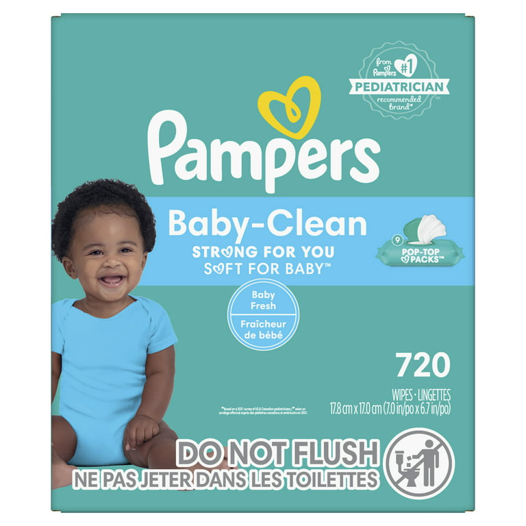 Pampers Baby Clean Wipes, Baby Fresh Scented, 9X Pop-Top Packs, 720 Ct