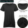 thumbnail image 5 of SWQZVT Womens Summer T shirts Twist Short Sleeve Knot Blouses Tunic Top for Women Dressy Casual Comfortable Black Tees M, 5 of 6