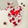 thumbnail image 2 of Bearichfupo Infant Boys Girls Short Sleeve Ruffles Floral Prints Romper Jumpsuit Newborn Bodysuits Clothes,Sizes 0-3 Months, 2 of 6