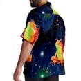 thumbnail image 3 of Starry Sky Frog Men's Button Down Casual Hawaiian Print Short Sleeve Summer Beach Shirt, 3 of 6