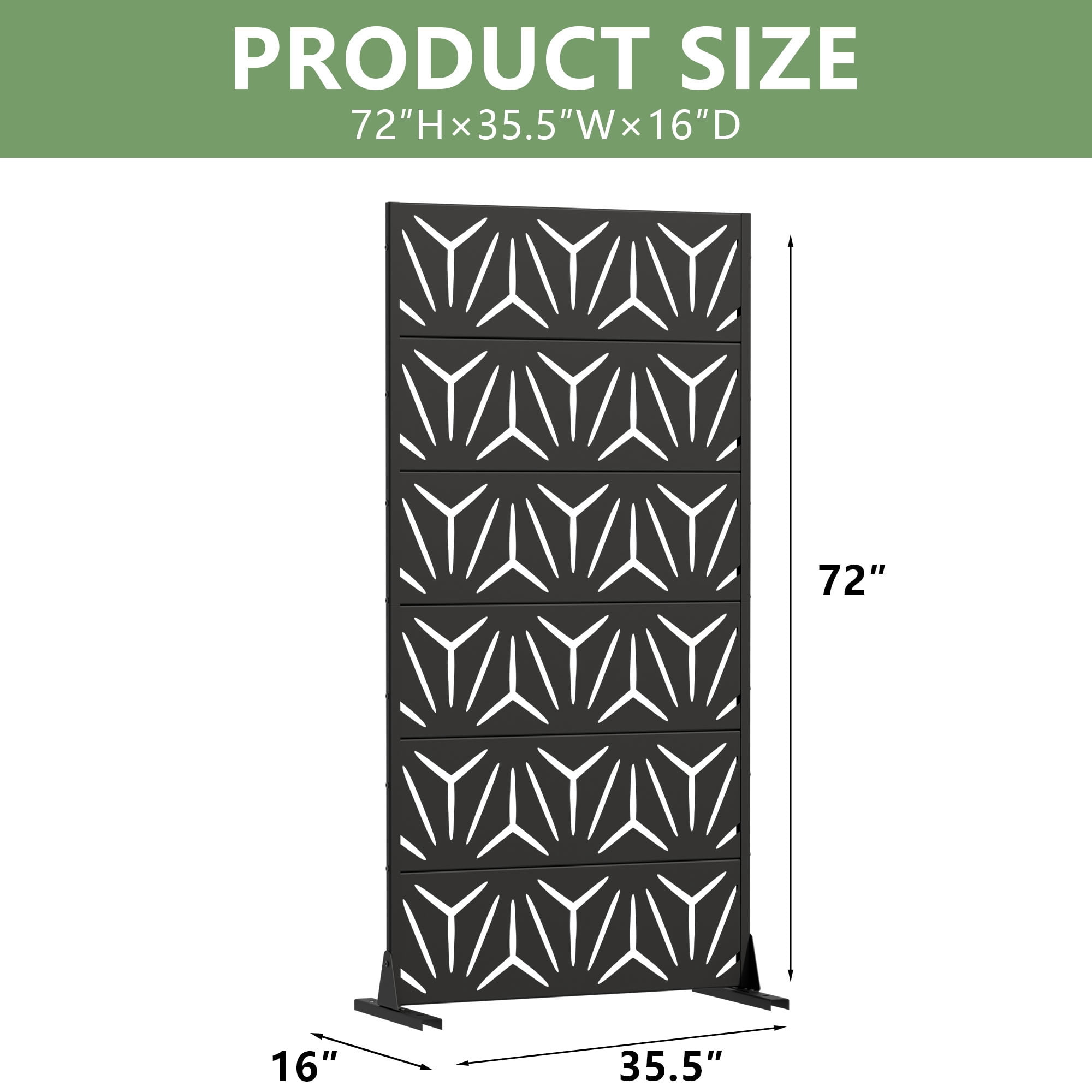 MAYEERTY 6 Panels Metal Outdoor Garden Privacy Screen Patio Backyard Decorative Privacy Fence Divider, 72×35.4×15.7in