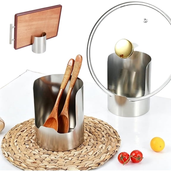 Multi-Functional Kitchen Utensil Holder, 2026 New Stainless Steel Countertop Organizer, Space-Saving Open-Access Holds Pot Lids, Spatulas & Cutting Boards For Kitchen Home (1PCS)
