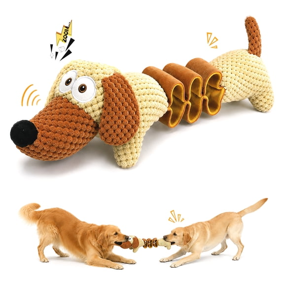 Dog Toys for Aggressive Chewers, Durable Squeaky Plush Tug Toy for Tug of War, Interactive Chew Toy for Medium Large Dogs, Keeps Dogs Busy & Relieves Anxiety