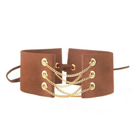 Brown Womens Bolo Sexy Sparkles Brown Velvet Corset Choker Necklace for Women Girls Gothic Choker Bolo Tie Chokers ()