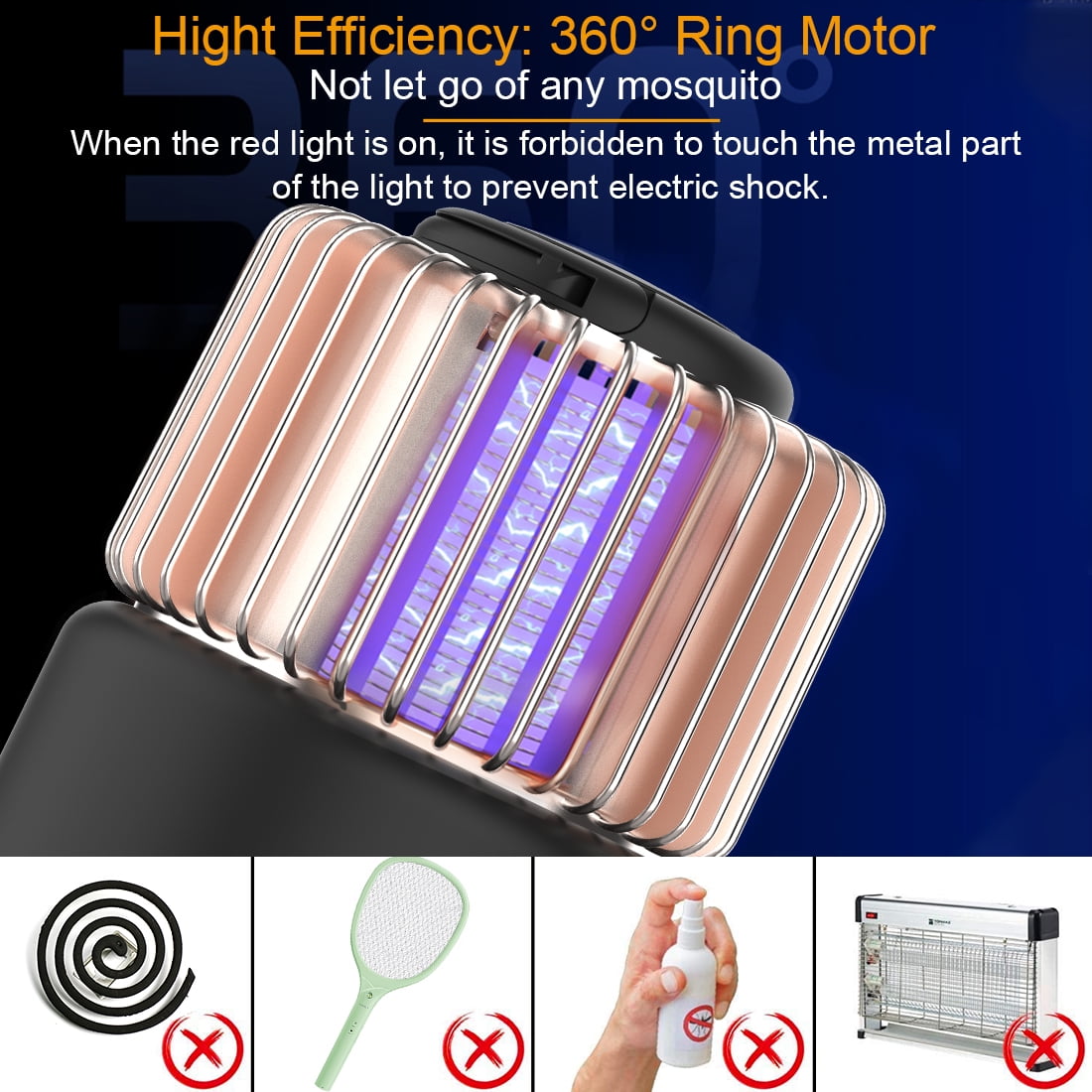 Kepooman Indoor Outdoor Hangable Electric Bug Zapper Mosquito Killer, Rechargeable Insect Trap Fly Zapper Mosquito Lamp, Black Kepooman Indoor Outdoor Hangable Electric Bug Zapper Mosquito Killer, Rechargeable Insect Trap Fly Zapper Mosquito Lamp, Black