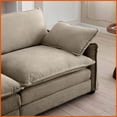 thumbnail image 6 of Camel Corduroy 3-Seater Modular Sofa with Ottoman – Retro-Modern Living Room Furniture, Plush Comfort, 6 of 14