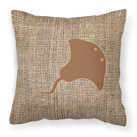 Carolines Treasures BB1095-BL-BN-PW1818 Stingray Burlap and Brown Canvas Fabric Decorative Pillow BB1095 18H x18W