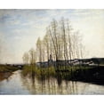 thumbnail image 2 of Carl Fredrik Hill 23x20 Gold Ornate Framed and Double Matted Museum Art Print Titled - River Landscape, Champagne (1876), 2 of 4